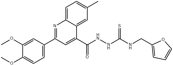 1-[[2-(3,4-dimethoxyphenyl)-6-methylquinoline-4-carbonyl]amino]-3-(furan-2-ylmethyl)thiourea Struktur