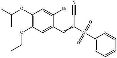 (E)-2-(benzenesulfonyl)-3-(2-bromo-5-ethoxy-4-propan-2-yloxyphenyl)prop-2-enenitrile Struktur