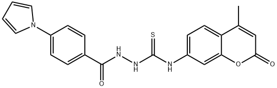 1-(4-methyl-2-oxochromen-7-yl)-3-[(4-pyrrol-1-ylbenzoyl)amino]thiourea Struktur