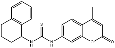 1-(4-methyl-2-oxochromen-7-yl)-3-(1,2,3,4-tetrahydronaphthalen-1-yl)thiourea Struktur