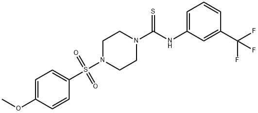 4-(4-methoxyphenyl)sulfonyl-N-[3-(trifluoromethyl)phenyl]piperazine-1-carbothioamide Struktur