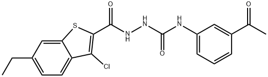 1-(3-acetylphenyl)-3-[(3-chloro-6-ethyl-1-benzothiophene-2-carbonyl)amino]urea Struktur