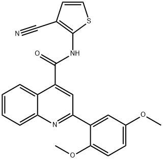 N-(3-cyanothiophen-2-yl)-2-(2,5-dimethoxyphenyl)quinoline-4-carboxamide Struktur