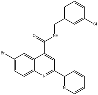 6-bromo-N-[(3-chlorophenyl)methyl]-2-pyridin-2-ylquinoline-4-carboxamide Struktur