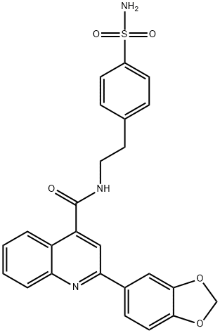 2-(1,3-benzodioxol-5-yl)-N-[2-(4-sulfamoylphenyl)ethyl]quinoline-4-carboxamide Struktur