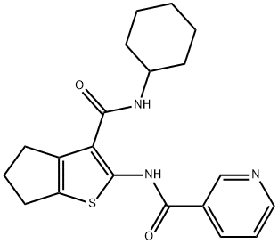 N-[3-(cyclohexylcarbamoyl)-5,6-dihydro-4H-cyclopenta[b]thiophen-2-yl]pyridine-3-carboxamide Struktur