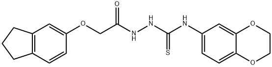 1-(2,3-dihydro-1,4-benzodioxin-6-yl)-3-[[2-(2,3-dihydro-1H-inden-5-yloxy)acetyl]amino]thiourea Struktur