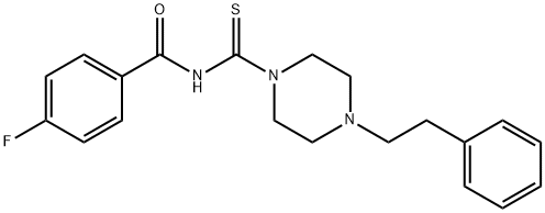 4-fluoro-N-[4-(2-phenylethyl)piperazine-1-carbothioyl]benzamide Struktur