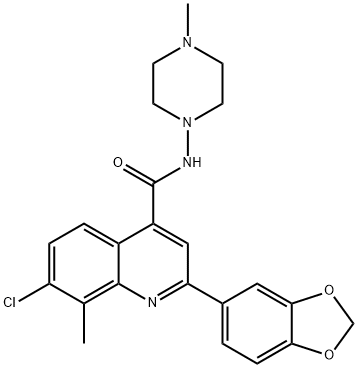 2-(1,3-benzodioxol-5-yl)-7-chloro-8-methyl-N-(4-methylpiperazin-1-yl)quinoline-4-carboxamide Struktur