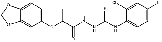 1-[2-(1,3-benzodioxol-5-yloxy)propanoylamino]-3-(4-bromo-2-chlorophenyl)thiourea Struktur