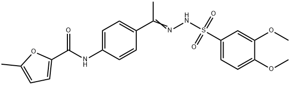 N-[4-[(E)-N-[(3,4-dimethoxyphenyl)sulfonylamino]-C-methylcarbonimidoyl]phenyl]-5-methylfuran-2-carboxamide Struktur