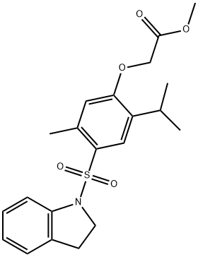 methyl 2-[4-(2,3-dihydroindol-1-ylsulfonyl)-5-methyl-2-propan-2-ylphenoxy]acetate Struktur