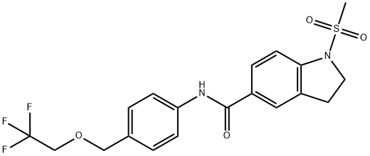 1-methylsulfonyl-N-[4-(2,2,2-trifluoroethoxymethyl)phenyl]-2,3-dihydroindole-5-carboxamide Struktur