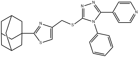 2-(1-adamantyl)-4-[(4-phenyl-5-pyridin-4-yl-1,2,4-triazol-3-yl)sulfanylmethyl]-1,3-thiazole Struktur