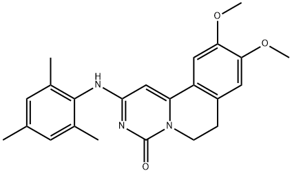 9,10-dimethoxy-2-(2,4,6-trimethylanilino)-6,7-dihydropyrimido[6,1-a]isoquinolin-4-one Struktur