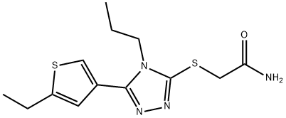 2-[[5-(5-ethylthiophen-3-yl)-4-propyl-1,2,4-triazol-3-yl]sulfanyl]acetamide Struktur