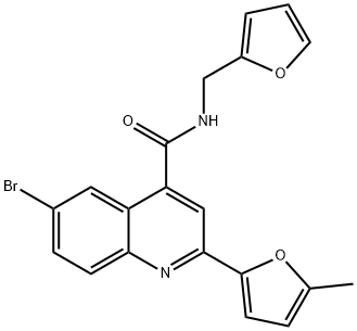 6-bromo-N-(furan-2-ylmethyl)-2-(5-methylfuran-2-yl)quinoline-4-carboxamide Struktur