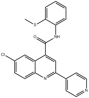 6-chloro-N-(2-methylsulfanylphenyl)-2-pyridin-4-ylquinoline-4-carboxamide Struktur