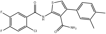 2-[(2-chloro-4,5-difluorobenzoyl)amino]-4-(3,4-dimethylphenyl)thiophene-3-carboxamide Struktur