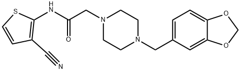 2-[4-(1,3-benzodioxol-5-ylmethyl)piperazin-1-yl]-N-(3-cyanothiophen-2-yl)acetamide Struktur