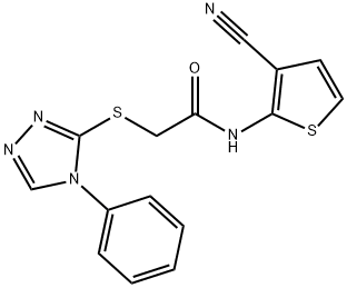 N-(3-cyanothiophen-2-yl)-2-[(4-phenyl-1,2,4-triazol-3-yl)sulfanyl]acetamide Struktur