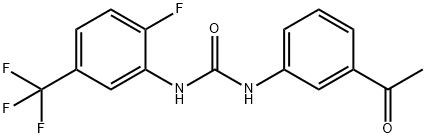 1-(3-acetylphenyl)-3-[2-fluoro-5-(trifluoromethyl)phenyl]urea Struktur