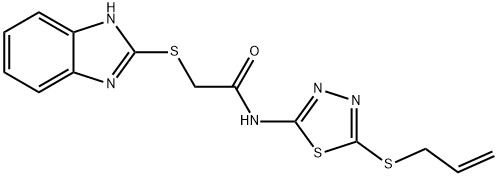 2-(1H-benzimidazol-2-ylsulfanyl)-N-(5-prop-2-enylsulfanyl-1,3,4-thiadiazol-2-yl)acetamide Struktur