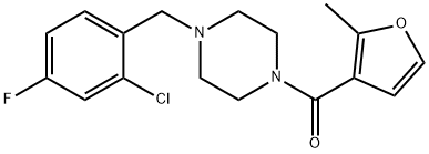 [4-[(2-chloro-4-fluorophenyl)methyl]piperazin-1-yl]-(2-methylfuran-3-yl)methanone Struktur