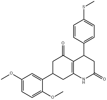 7-(2,5-dimethoxyphenyl)-4-(4-methylsulfanylphenyl)-1,3,4,6,7,8-hexahydroquinoline-2,5-dione Struktur