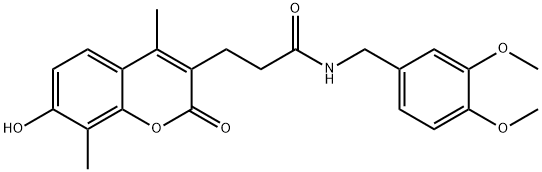 N-[(3,4-dimethoxyphenyl)methyl]-3-(7-hydroxy-4,8-dimethyl-2-oxochromen-3-yl)propanamide Struktur