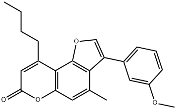 9-butyl-3-(3-methoxyphenyl)-4-methylfuro[2,3-f]chromen-7-one Struktur