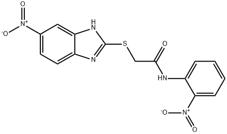 2-[(6-nitro-1H-benzimidazol-2-yl)sulfanyl]-N-(2-nitrophenyl)acetamide Struktur