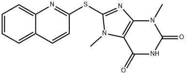 3,7-dimethyl-8-quinolin-2-ylsulfanylpurine-2,6-dione Struktur