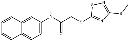 2-[(3-methylsulfanyl-1,2,4-thiadiazol-5-yl)sulfanyl]-N-naphthalen-2-ylacetamide Struktur