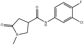 N-(3-chloro-4-fluorophenyl)-1-methyl-5-oxopyrrolidine-3-carboxamide Struktur