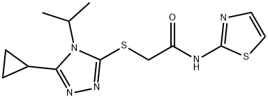 2-[(5-cyclopropyl-4-propan-2-yl-1,2,4-triazol-3-yl)sulfanyl]-N-(1,3-thiazol-2-yl)acetamide Struktur