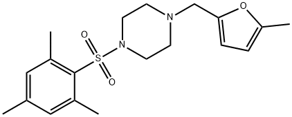 1-[(5-methylfuran-2-yl)methyl]-4-(2,4,6-trimethylphenyl)sulfonylpiperazine Struktur