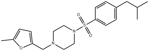 1-[(5-methylfuran-2-yl)methyl]-4-[4-(2-methylpropyl)phenyl]sulfonylpiperazine Struktur