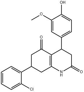 7-(2-chlorophenyl)-4-(4-hydroxy-3-methoxyphenyl)-1,3,4,6,7,8-hexahydroquinoline-2,5-dione Struktur