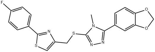 4-[[5-(1,3-benzodioxol-5-yl)-4-methyl-1,2,4-triazol-3-yl]sulfanylmethyl]-2-(4-fluorophenyl)-1,3-thiazole Struktur