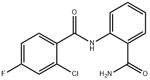 N-(2-carbamoylphenyl)-2-chloro-4-fluorobenzamide Struktur