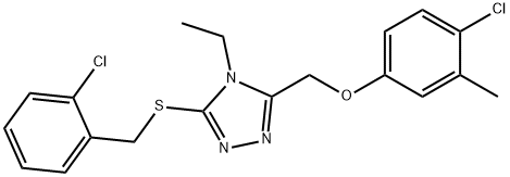 3-[(4-chloro-3-methylphenoxy)methyl]-5-[(2-chlorophenyl)methylsulfanyl]-4-ethyl-1,2,4-triazole Struktur