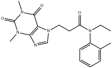 3-(1,3-dimethyl-2,6-dioxopurin-7-yl)-N-ethyl-N-(2-methylphenyl)propanamide Struktur