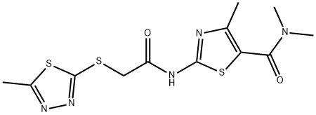 N,N,4-trimethyl-2-[[2-[(5-methyl-1,3,4-thiadiazol-2-yl)sulfanyl]acetyl]amino]-1,3-thiazole-5-carboxamide Struktur