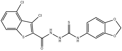 1-(1,3-benzodioxol-5-yl)-3-[(3,4-dichloro-1-benzothiophene-2-carbonyl)amino]thiourea Struktur