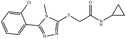 2-[[5-(2-chlorophenyl)-4-methyl-1,2,4-triazol-3-yl]sulfanyl]-N-cyclopropylacetamide Struktur