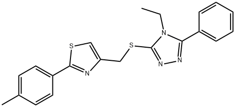 4-[(4-ethyl-5-phenyl-1,2,4-triazol-3-yl)sulfanylmethyl]-2-(4-methylphenyl)-1,3-thiazole Struktur