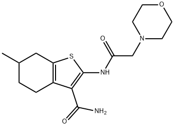 6-methyl-2-[(2-morpholin-4-ylacetyl)amino]-4,5,6,7-tetrahydro-1-benzothiophene-3-carboxamide Struktur