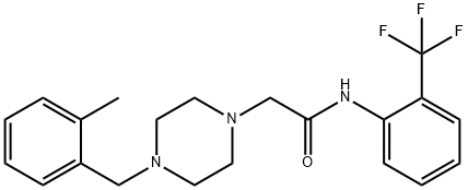 2-[4-[(2-methylphenyl)methyl]piperazin-1-yl]-N-[2-(trifluoromethyl)phenyl]acetamide Struktur