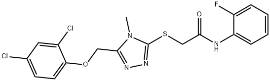 2-[[5-[(2,4-dichlorophenoxy)methyl]-4-methyl-1,2,4-triazol-3-yl]sulfanyl]-N-(2-fluorophenyl)acetamide Struktur